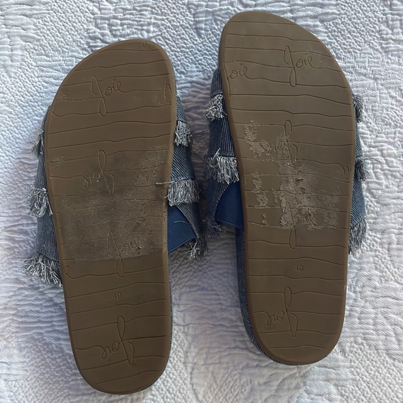 JOIE Jayden Blue Fringe Denim Slide Slip On Sandals - Picture 3 of 4